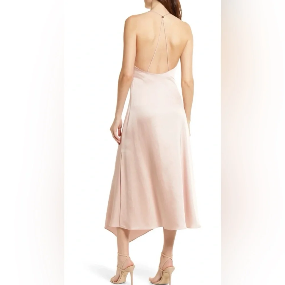 SIGNIFICANT OTHER Cocktail Midi Dress High Low Hem Gold Champage US 10/Medium